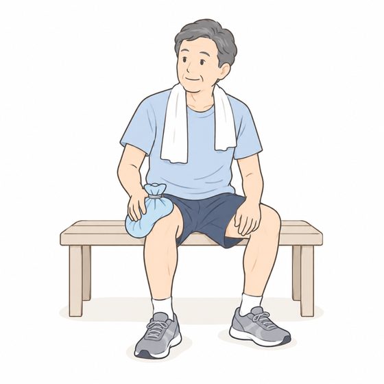 走ったあと膝の外側を冷やすランナー